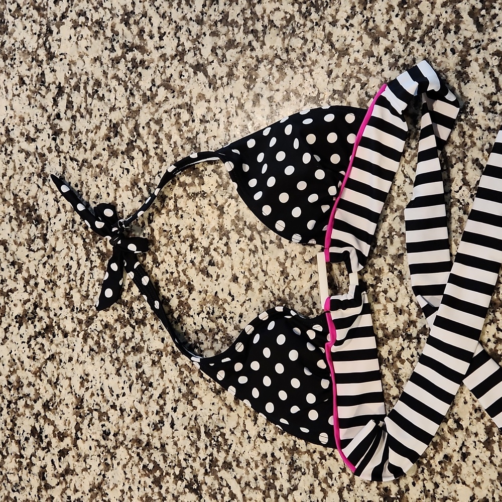 Small Polka Dot Bikini Halter Top with slight defect as provided picture